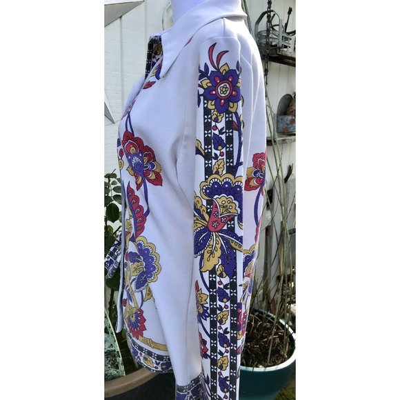 Vtg 60s Rare Smartique Polyester Mod Floral Geo Blouse Shirt 36 M Boho Disco HTF - Picture 6 of 16